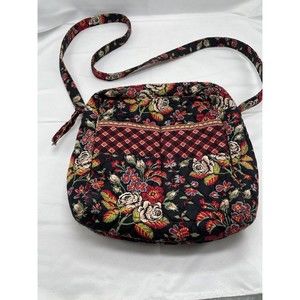 Vera Bradley Shoulder Bag Floral Red Blue Yellow on Black